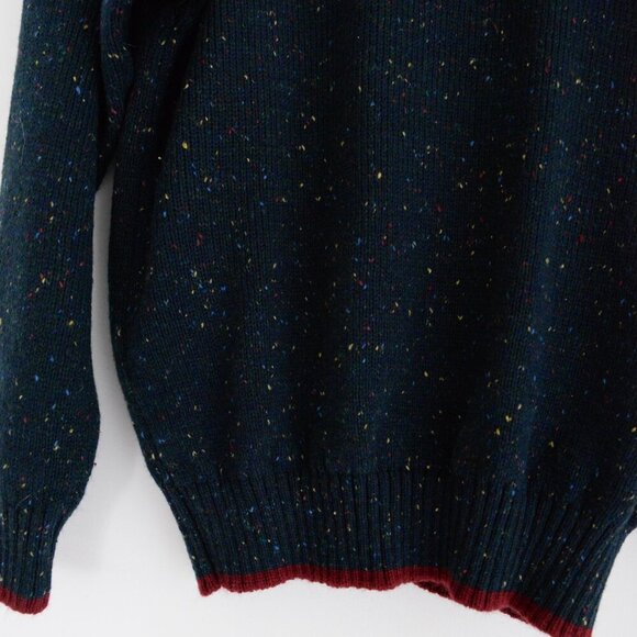 Vintage Oscar De La Renta Blue Maroon Designer 5% Wool Knit Crew Neck Sweater - Picture 8 of 11